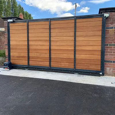 Timbersource's West African Iroko Cladding on a gate