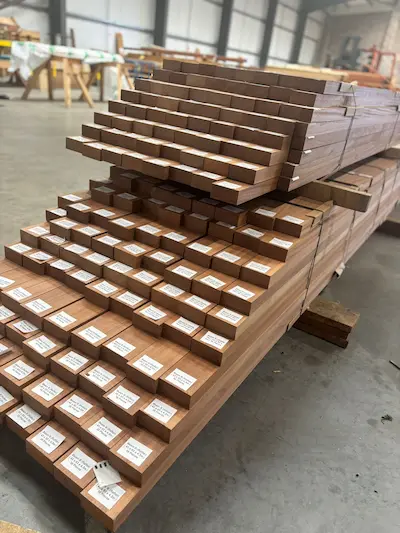 West African Sapele machined and labelled by Timbersource's mill in Somerset