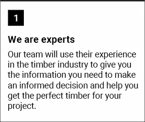 A box with text explaining how Timbersource are experts