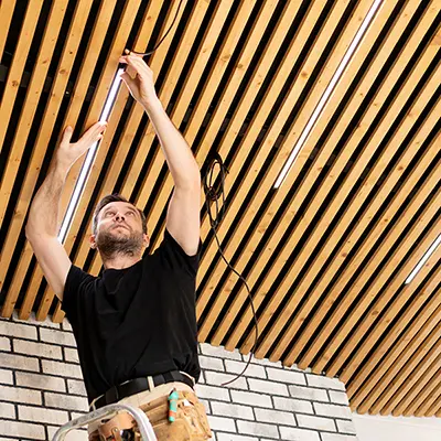 Scandinavian Redwood Pine slatted ceiling