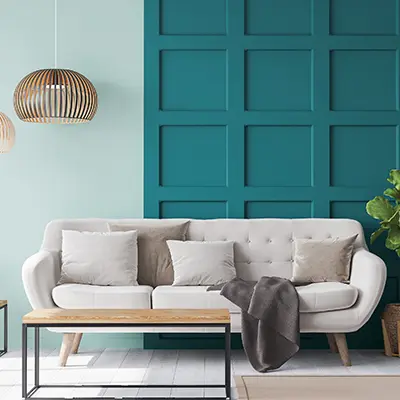 Painted American Poplar Tulipwood wall panelling in a living room