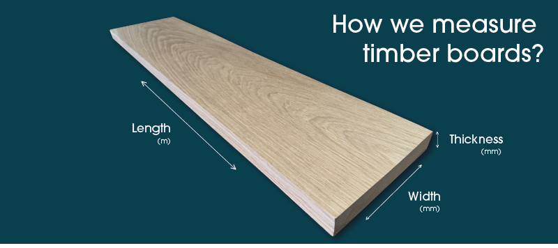 Diagram showing how to measure timber boards