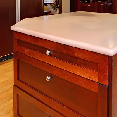 Drawers in a kitchen made of American Cherry