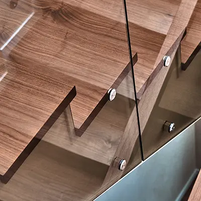 A Stair case made of American Walnut and glass