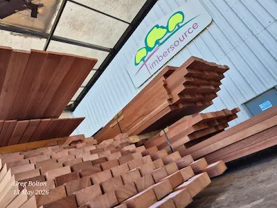 West African Sapele prepared and awaiting despatch from Timbersource's mill in Somerset
