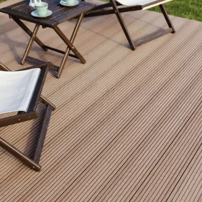 Balau Decking with a table and chairs on