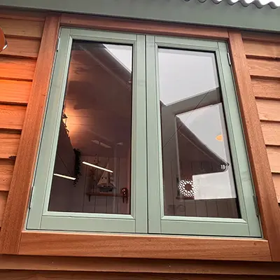 An external window frame using Timbersource's West African Sapele